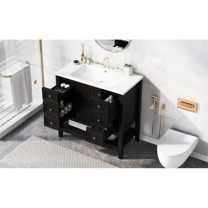 Meuble-lavabo 36 po avec lavabo, Noir
