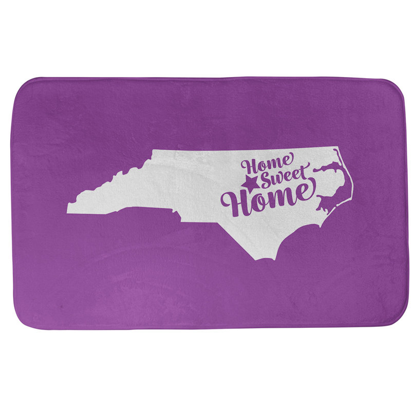 Tapis de bain antidérapant Colors, L 21 po x L 34 po, Noir, Home sweet North Carolina