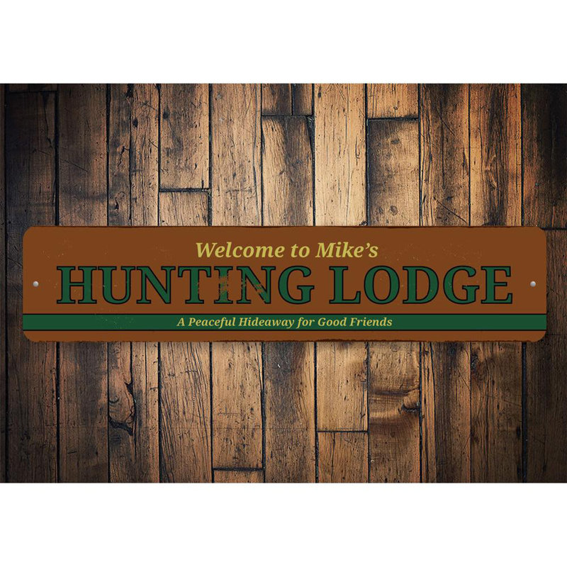 Plaque en aluminium personnalisée «Hunting Lodge», H 6 po x l 24 po x P 0,06 po