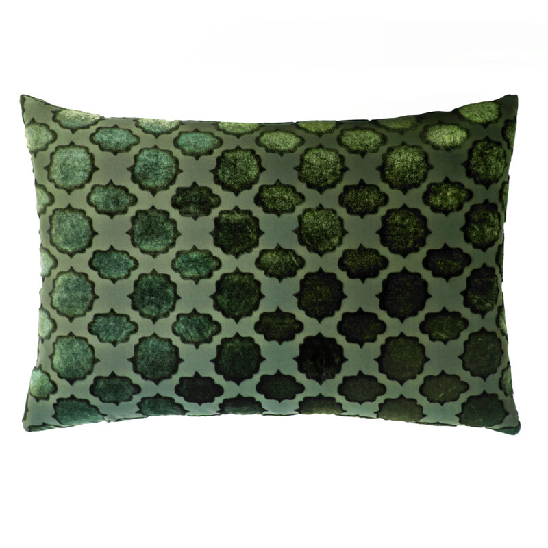 Mod Fretwork Velvet Square Pillow Cover & Insert, 18" x 18", Evergreen