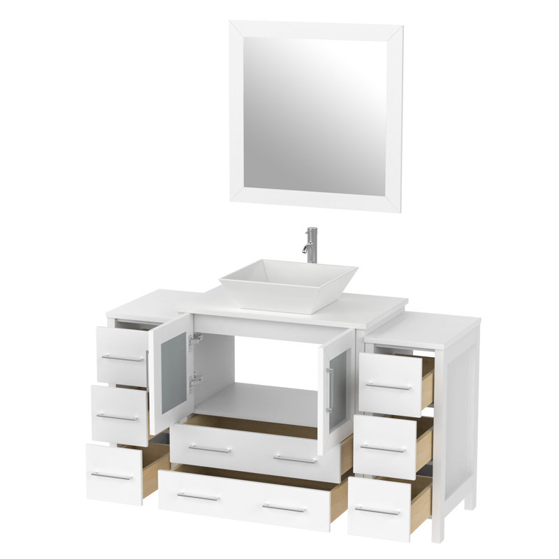  54" Single Bathroom Vanity Set with Mirror, White