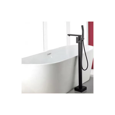 Waterfall Freestanding Plated Bath Tap With Shower in black