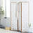 Epperson Wood Hinged Foldable Partition 3 Panel Geometric Divider Screen with Intricately Carved Designs