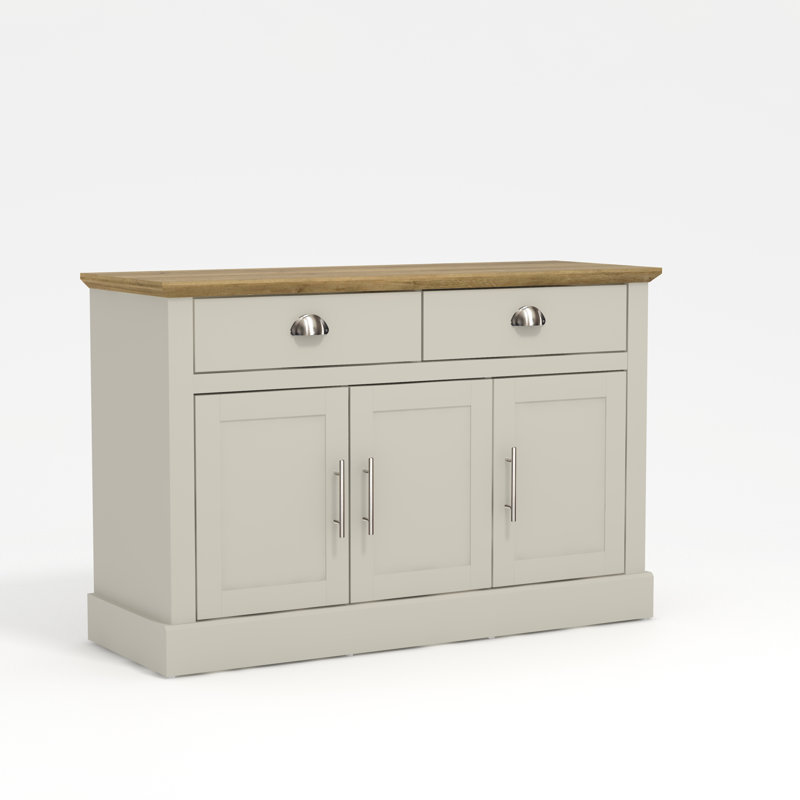 Sufy Octave Wide 3 Door 2 Drawer Sideboard, Light Grey