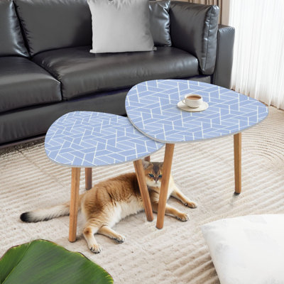 Triangle Nesting Coffee Table Set of 2 Geometric seamless Free End Table Modern Minimalist Side Table Set for Living Room Bedroom