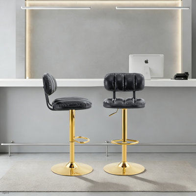 Ensemble moderne de 2 tabourets de bar pivotants à hauteur réglable avec coussin et dossier en similicuir pour la cuisine et le bar