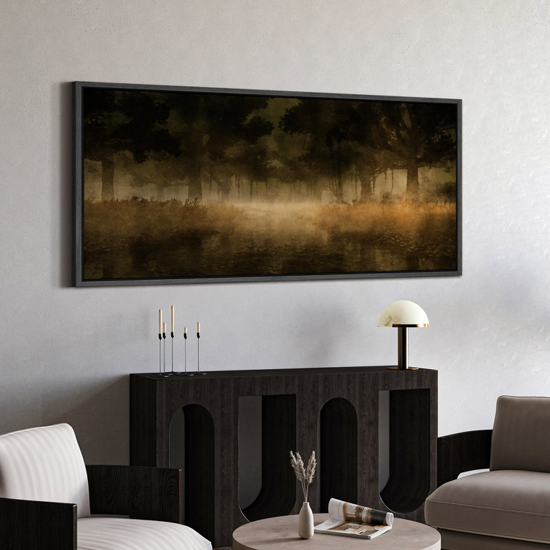 Extra Large Artwork Print Wall Artest in the Mist Modern Art, 30" H x 60" W, Black