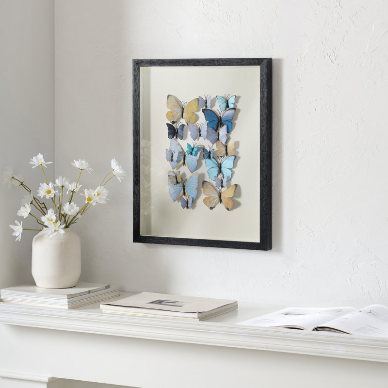 Butterfly Mckayla Box Wall Decor, Colorful Butterfly Design, Framed Decorative Display, 15.8" × 11.8", Vera