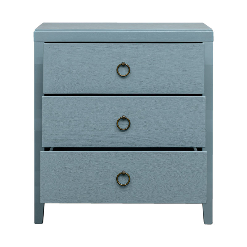 Table de chevet 3 tiroirs Dwaine, l 22 po, bleu ardoise, Bleu ardoise