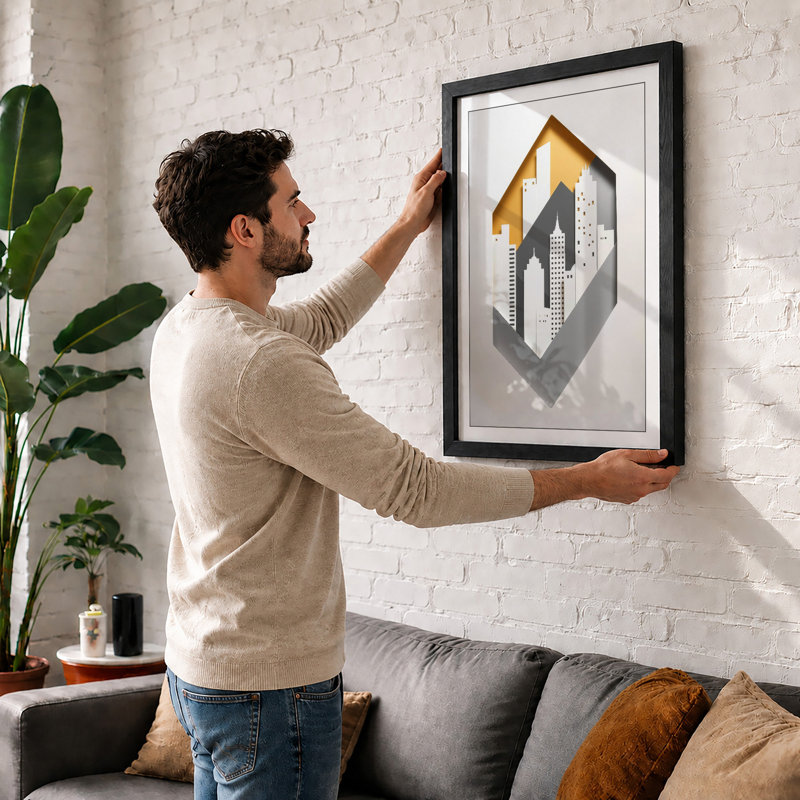 City Within Home Modern - Framed Print, A2 - 59.4 x 42.0 cm, Black