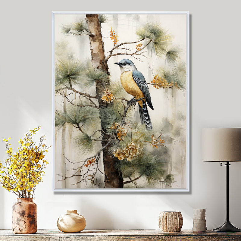 Forêt, gardiens du minimalisme III - décoration murale forêt, Cadre flottant blanc, H 32 po x l 24 po x P 1 po
