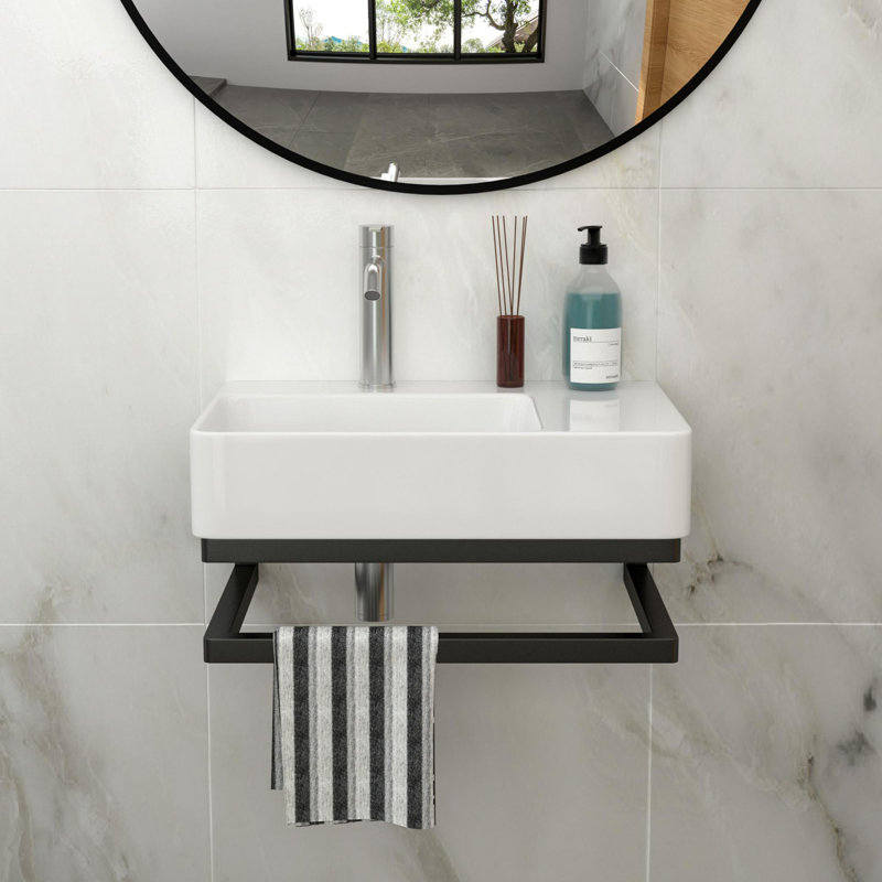 Lavabo de salle de bain mural simple 23 "avec porte-serviettes