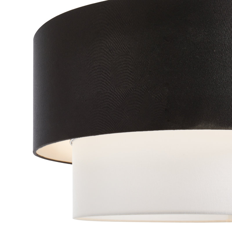 Lustre cylindrique à 2 couches à intensité variable avec abat-jour en tissu noir