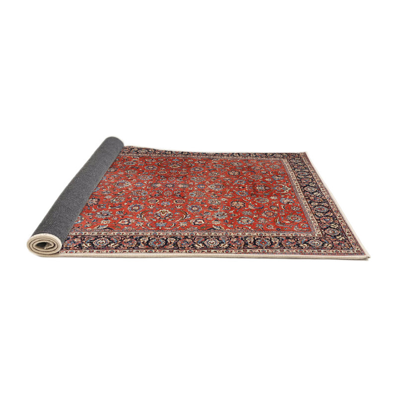 Tapis oriental en laine rouge, Rond 7 pi