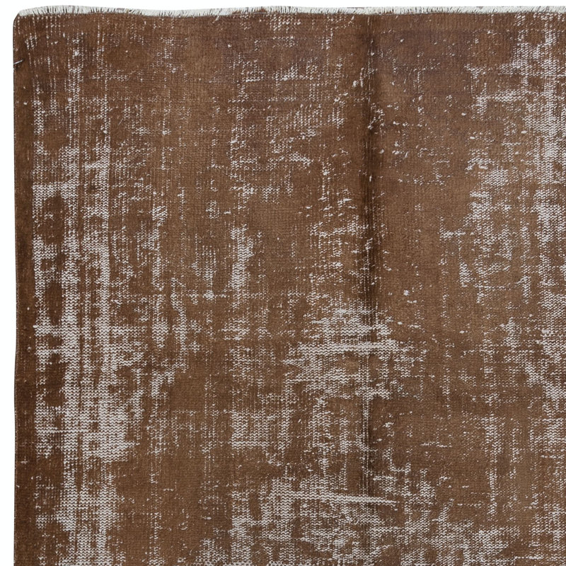 6x8.7 Ft Handmade Carpet with Shabby Elegance Style Design, Brown Area Rug