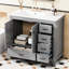 Meuble-lavabo gris 36 po avec lavabo en céramique, 2 portes à fermeture en douceur, 5 tiroirs pour le lavage du corps 36 po