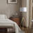 Height-adjustable Brass Gold Tripod Lamp, Fabric Shade, Modern Style For Living And Bedroom