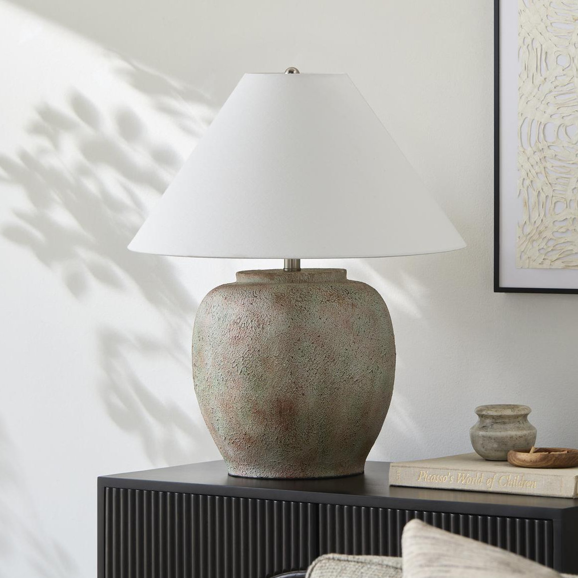 Concrete Table Lamp, White, Cream/Red/Green