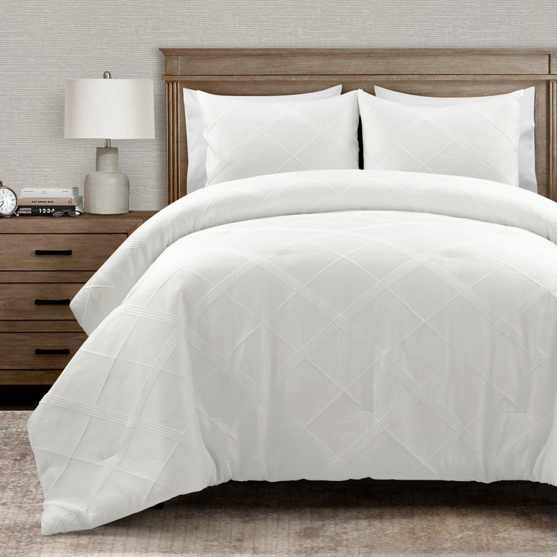 Ensemble d'édredon en microfibre 3 pièces Pure White, Édredon grand + 2 taies décoratives