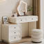 Bureau de coiffeuse moderne en bois massif avec miroir lumineux et tiroirs
