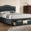 Tissu de toile de jute gris anthracite 1Pcs lit avec tiroir et capitonnage capitonné-549344644