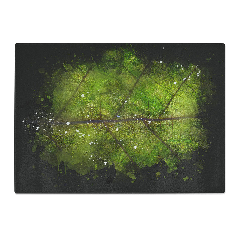 Tempered Glass Leaf Lines Chopping Board, 28.5 cm x 39 cm