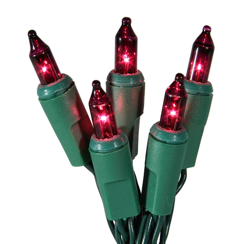 Guirlande de 20 lumières à piles, Vert / mauve rosé