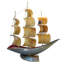 Vintage Hand-Crafted and Detailed Horn Ship Accent