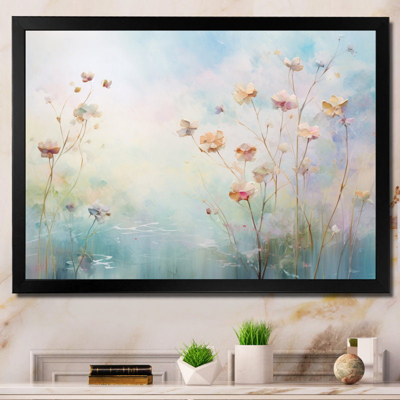 «Blue Enchanted Gardens II - Abstract Botanicals», décoration murale, L 20 po x H 12 po, Cadre simple noir