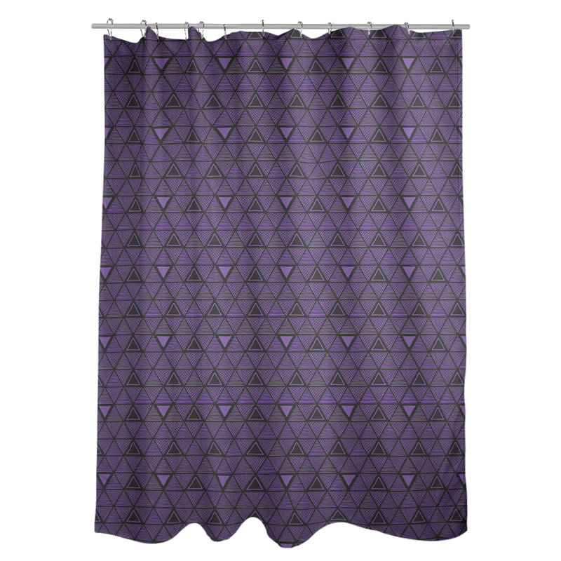 Rideau de douche simple à triangles à main classique Patricia Geoffrey, Mauve / Noir