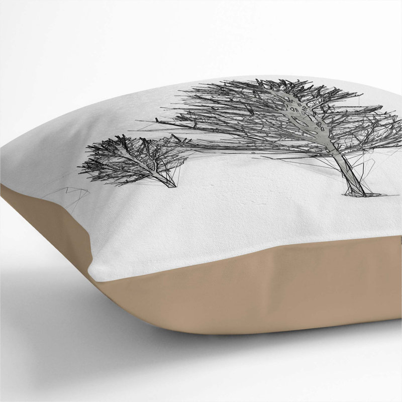 Winter Trees Cushion with Filling, 40cm H x 40cm W x 15cm D, Stone