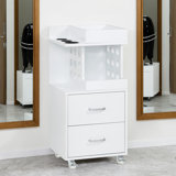 Utility Cart with Tool Holder and Lockable Wheels, Salon Trolley with Storage Drawer