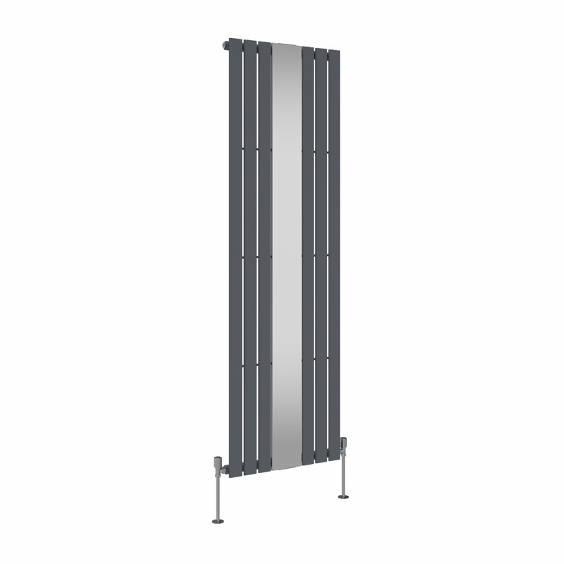Flat Single Panel Vertical Designer Mirror Radiator, Anthracite, 1800cm H x 553cm W x 50cm D