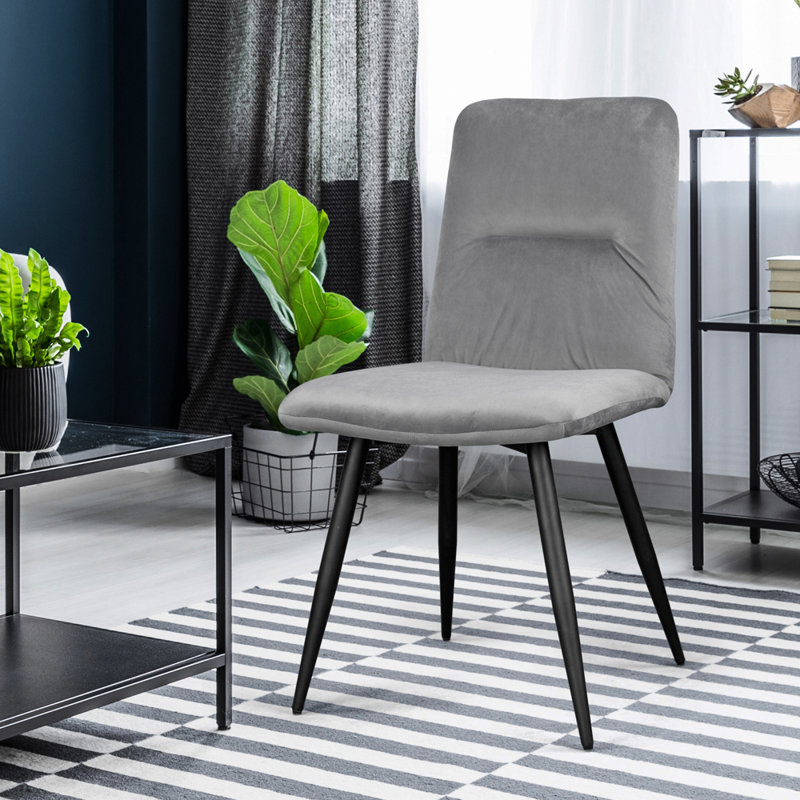 Vevay 48cm H Velvet Upholstered Side Chair, Pewter Grey
