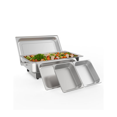 Electric Chafing Dish Buffet Set, 9 QT Buffet Servers and Warmers Stainless Steel, Commercial Food Warmer with many Size Pan