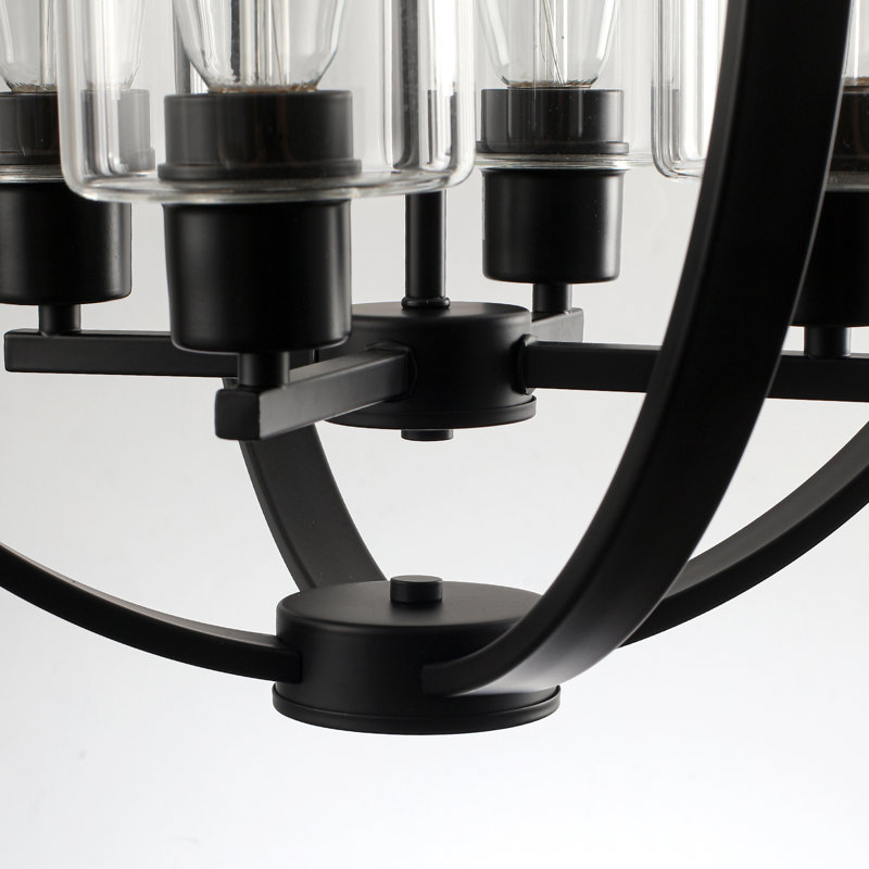 Lustre de style campagnard à 4 lumières à intensité variable, Noir mat