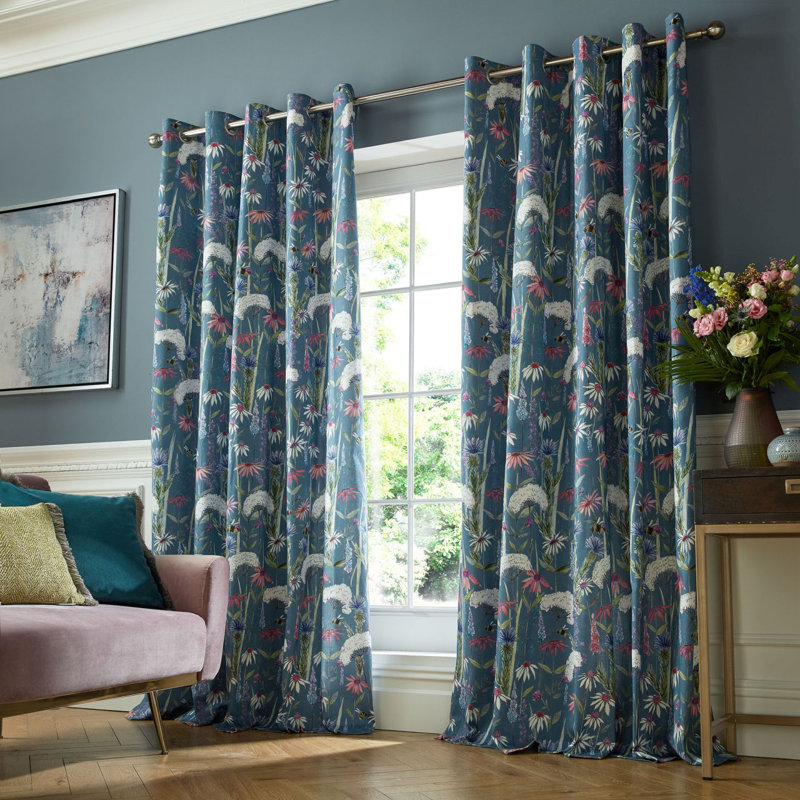Hermione Cotton Blend Room Darkening Curtain Pair, 229 W x 229 D cm