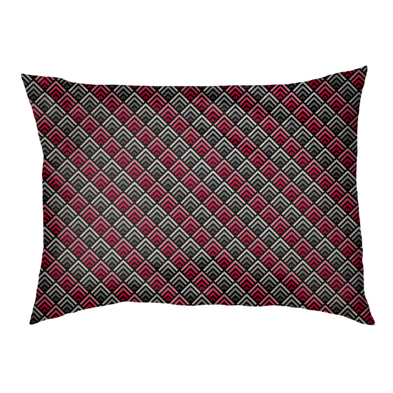 Coussin de créateur géométrique à chat dégradé reverse Campion, L 52 po x l 42 po, Rouge / Blanc