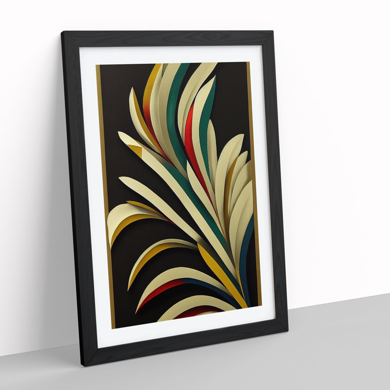 Enchanting Feathers - Single Picture Frame Print, Black, 34cm H x 25cm W x 2cm D