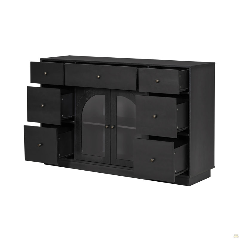 Armoire avec rangement, grande taille, 2 portes et 7 tiroirs, Noir