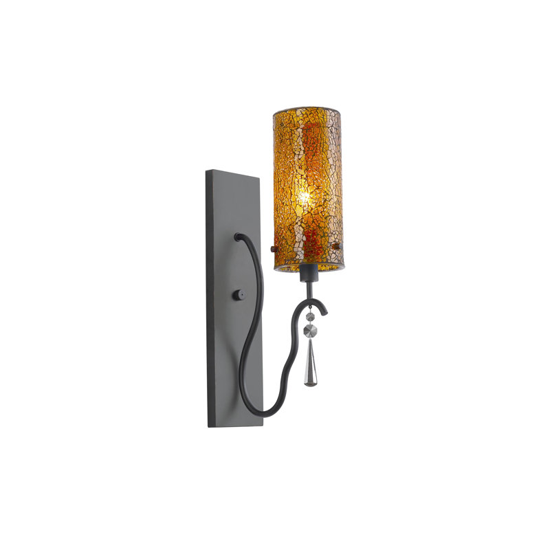 Haley Armed Sconce, Satin Nickel, Amber