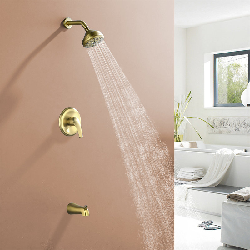All-In-One Kit with Rough in-Valve, Brushed Gold
