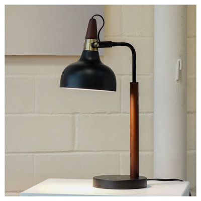 GlowLite Modern Black Table Lamp with Cone Shade - Small Stylish Desk Lamp for Bedroom, Office, Reading - 110V In Stock USA