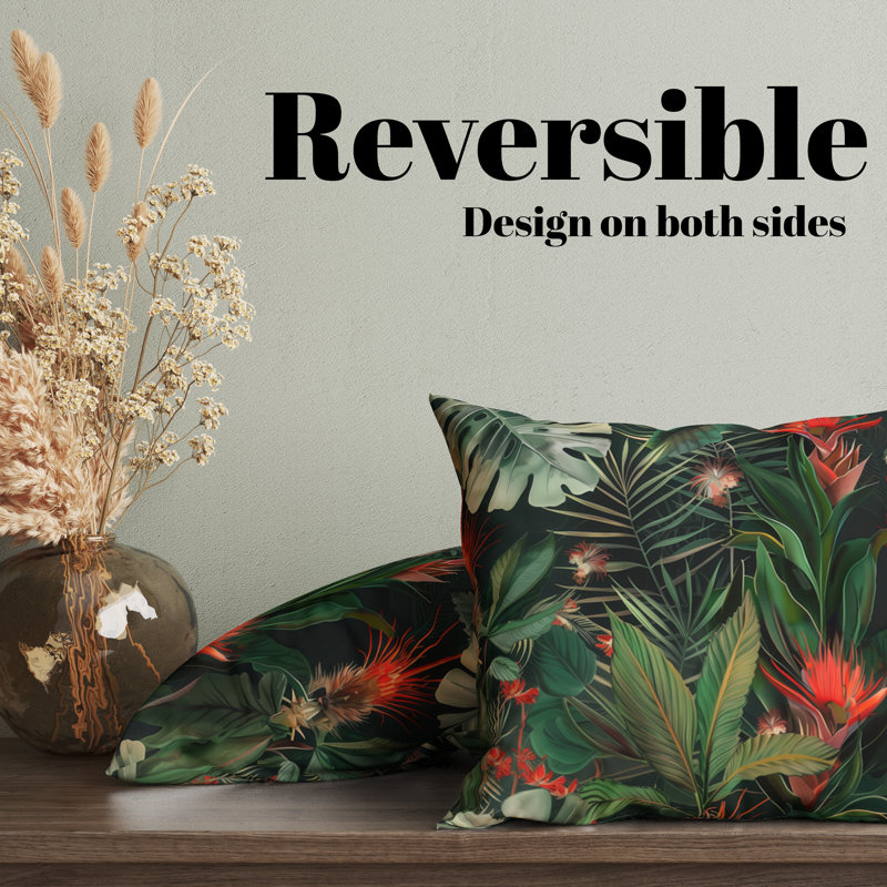 Housse de coussin réversible Floral Maximalist Floral, H 16 po x l 16 po