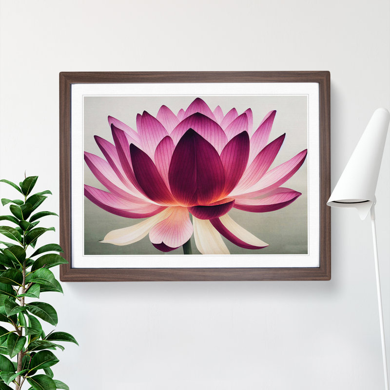Mesmerising Lotus Flower - Framed Print, 46cm H x 64cm W x 2cm D, Walnut