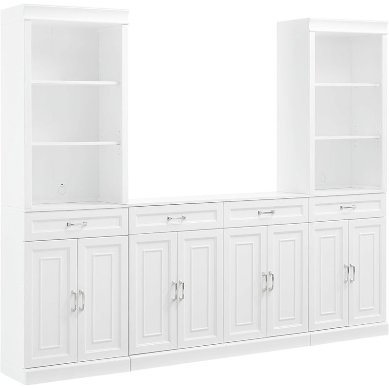 Ensemble de bibliothèque et de buffet avec buffet et armoire de rangement blanche