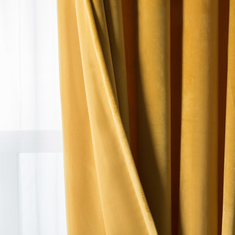 Stockholm Heavy Crushed Velvet Eyelet Sheer Curtains, Width 168 x Drop 228 cm, Ochre