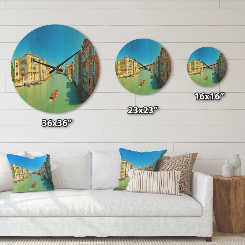 Horloge murale moderne en bois vert Grand Canal Venise, Grand