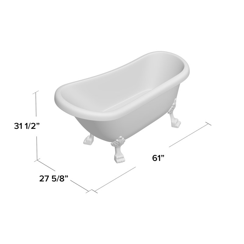 61" Streamline Clawfoot Soaking Acrylic Bathtub With Drain, Clawfeet, and Bamboo Tray, Matte Oil Rubbed Bronze