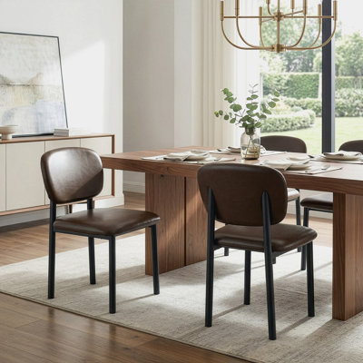 Set of 2 Beren Upholsterd Fabric Dining Chair with Iron Legs